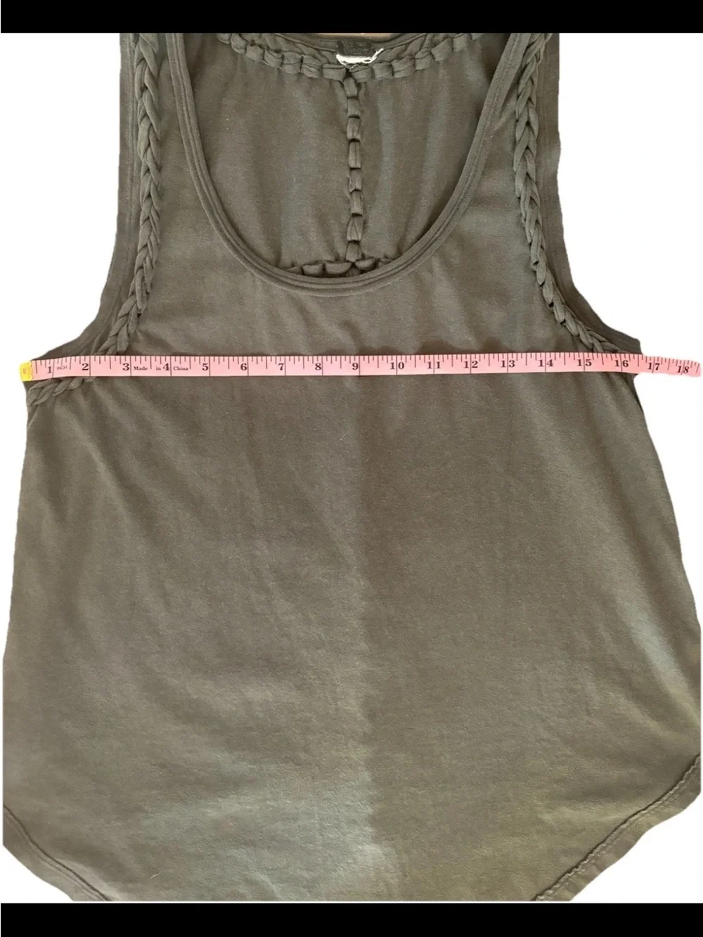 We the Free Women’s Braided-Trim Tank Top - Olive Green Medium *see measurements